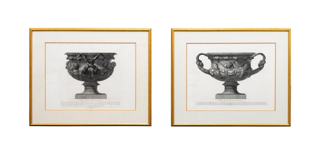 PIRANESI, TWO OF THE WARWICK SERIES URN ETCHINGS (1 of 8)