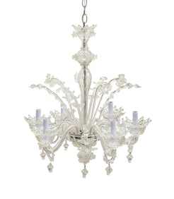 VENETIAN MURANO COLORLESS GLASS 6-LIGHT CHANDELIER