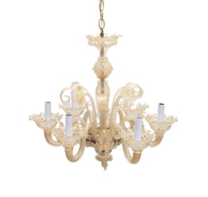 VENETIAN MURANO AMBER GLASS 6-LIGHT CHANDELIER