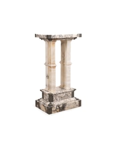 ITALIAN RECTANGULAR GRAY & WHITE MARBLE PEDESTAL