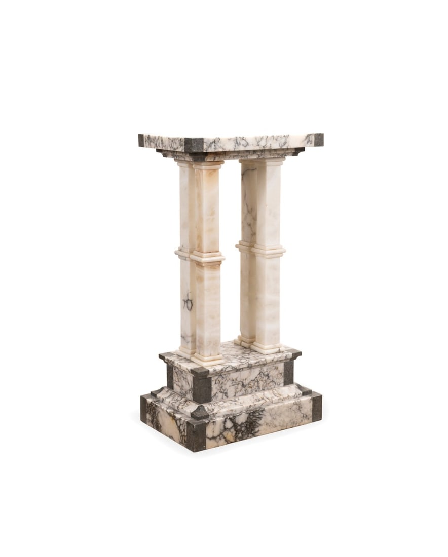 ITALIAN RECTANGULAR GRAY & WHITE MARBLE PEDESTAL (1 of 6)