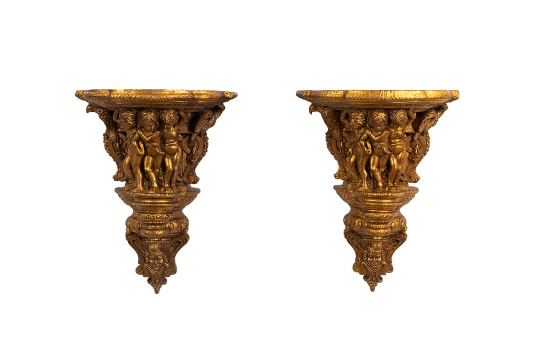 PAIR OF ROCOCO STYLE GILTWOOD BRACKETS (1 of 5)