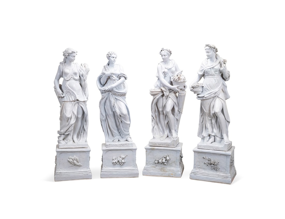 ITALIAN WHITE GLAZED 4 SEASONS FIGURES, 78" TALL (1 of 9)