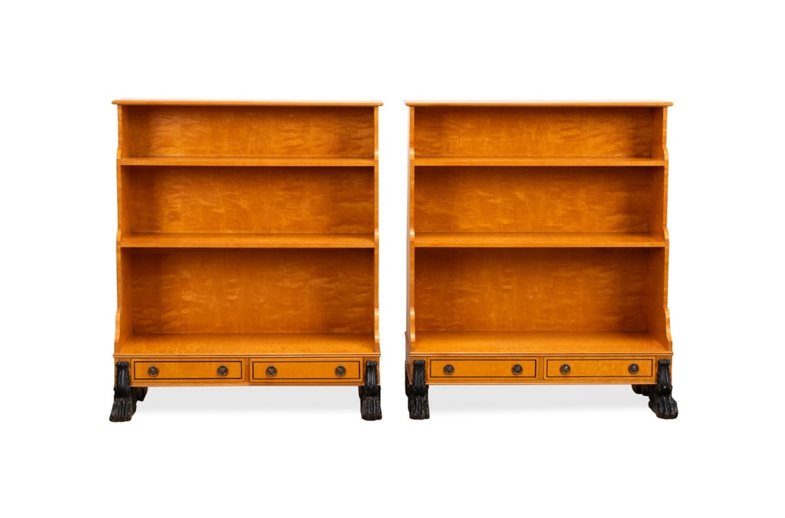 PAIR OF BIEDERMEIER STYLE WATERFALL BOOKCASES (1 of 4)