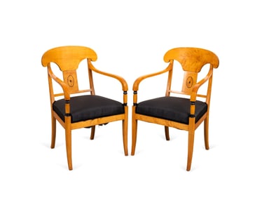 PAIR BIEDERMEIER STYLE ARMCHAIRS