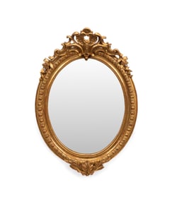 19TH C. NAPOLEON III OVAL GILTWOOD MIRROR