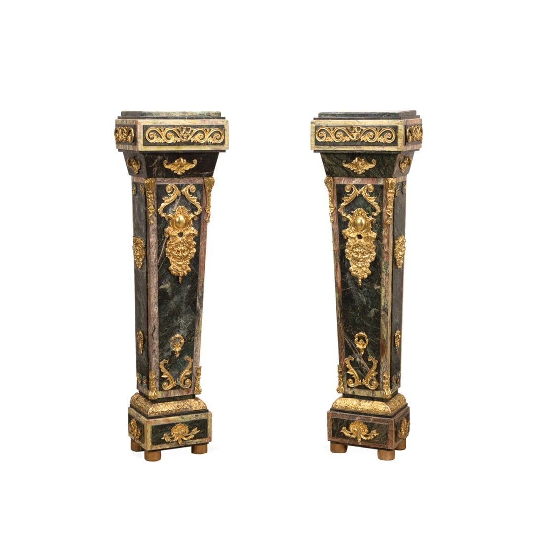 PAIR OF EMPIRE STYLE GILT BRONZE MARBLE PEDESTALS (1 of 6)