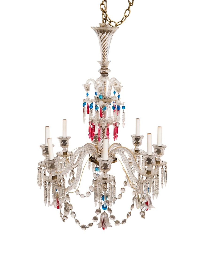 BACCARAT TRI-COLOR CRYSTAL 8-LIGHT CHANDELIER (1 of 5)