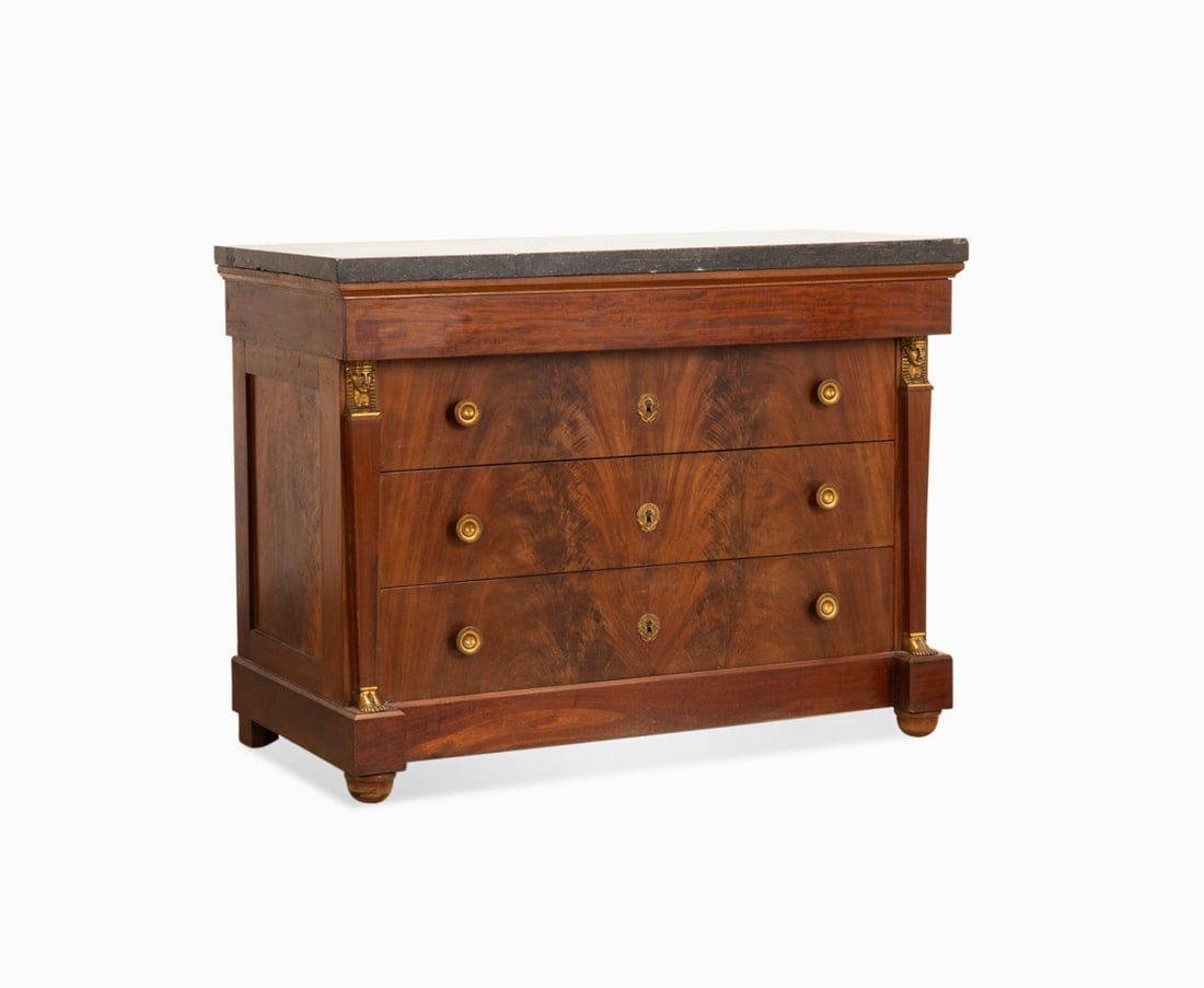 EMPIRE STYLE COMMODE WITH BELGIAN BLUESTONE TOP (1 of 6)