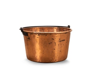 19TH C. CONTINENTAL HAMMERED COPPER CAULDON