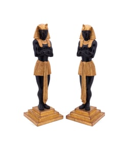 PAIR OF PARCEL GILT EGYPTIAN REVIVAL FIGURES
