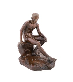 GRAND TOUR BRONZE 'SEATED HERMES', 19TH C.