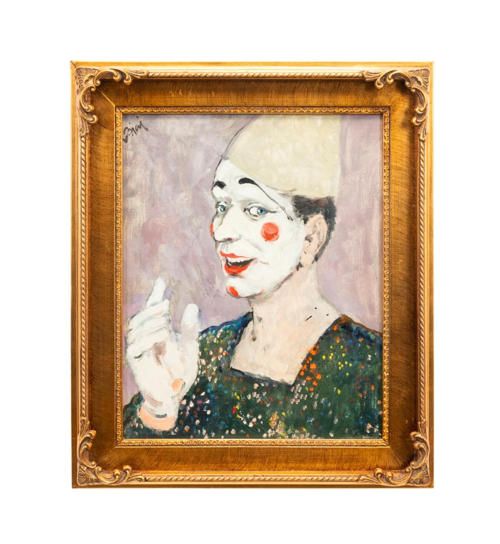 ISTVAN BIAI FOGLEIN, 'CLOWN', MID 20TH C. OIL (1 of 5)