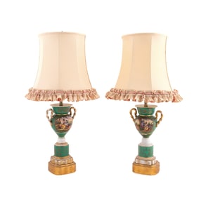 PAIR OF PARIS PORCELAIN VASES MOUNTED AS LAMPS