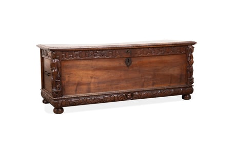 19TH C. EUROPEAN RENAISSANCE CARVED WOOD COFFER