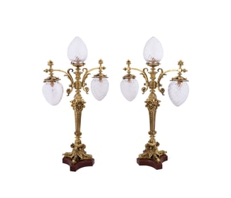 PAIR OF VICTORIAN RENAISSANCE REVIVAL BRONZE LAMPS