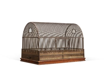 VICTORIAN BRASS BIRD OR SMALL ANIMAL CAGE, C. 1900