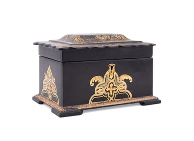 19TH C. VICTORIAN PAPIER MACHE TEA CADDY