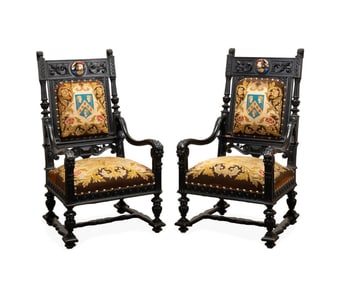 PAIR OF 19TH C. RENAISSANCE REVIVAL ARMCHAIRS