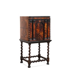 18TH C. BAROQUE DIMINUTIVE INLAID CABINET ON STAND