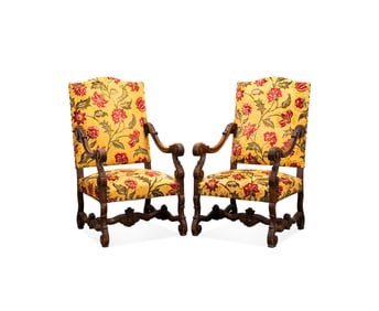 PAIR, FRENCH LOUIS XIV STYLE ARMCHAIRS