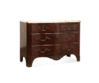 REGENCE STYLE MARBLE TOP 4-DRAWER COMMODE