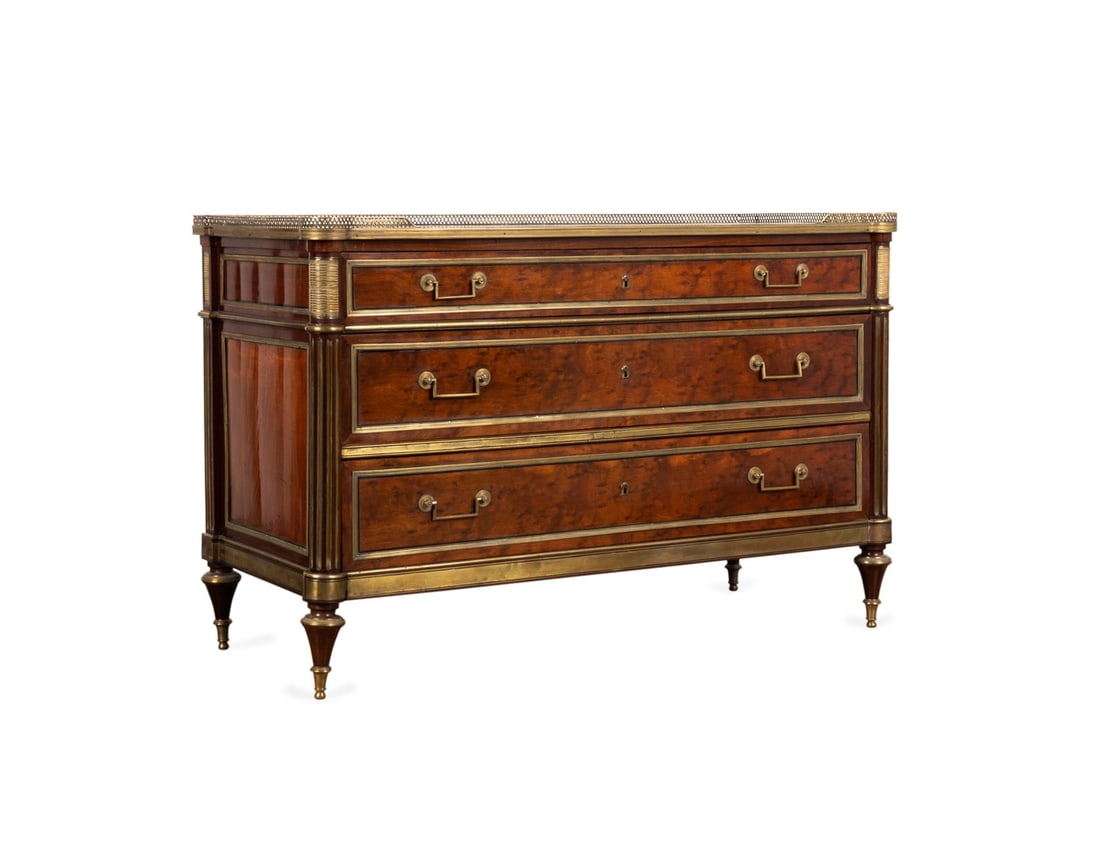 19TH C. FRENCH WHITE MARBLE TOP MAHOGANY COMMODE (1 of 6)