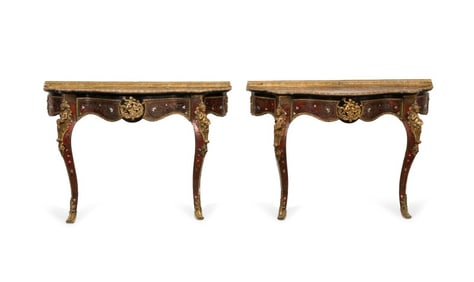 PAIR, FRENCH LOUIS XV STYLE BOULLE CONSOLES