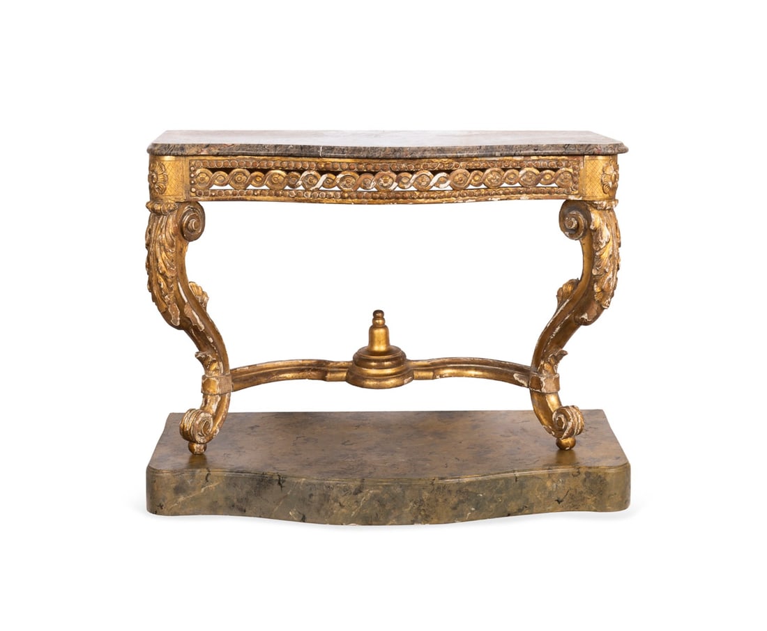 LOUIS XVI STYLE MARBLE TOP GILTWOOD CONSOLE (1 of 5)