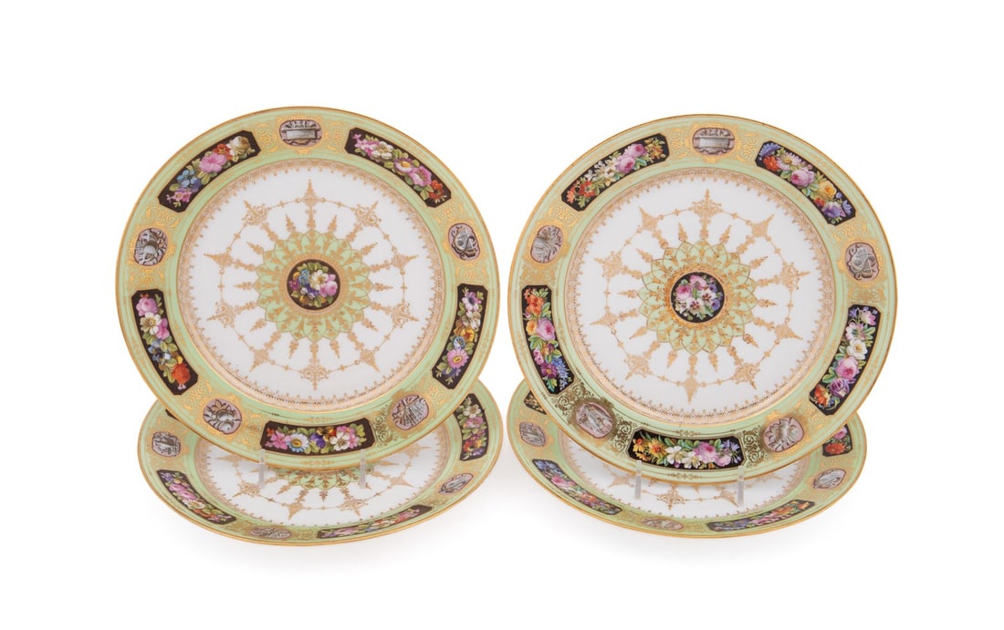 SEVRES, FOUR CHATEAU D'EU SERVICE PLATES, 1846 (1 of 5)
