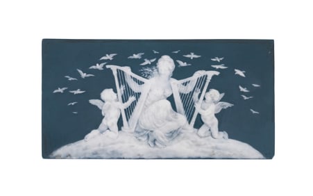 LOUIS SOLON, MAIDEN & CUPIDS PATE-SUR-PATE PLAQUE
