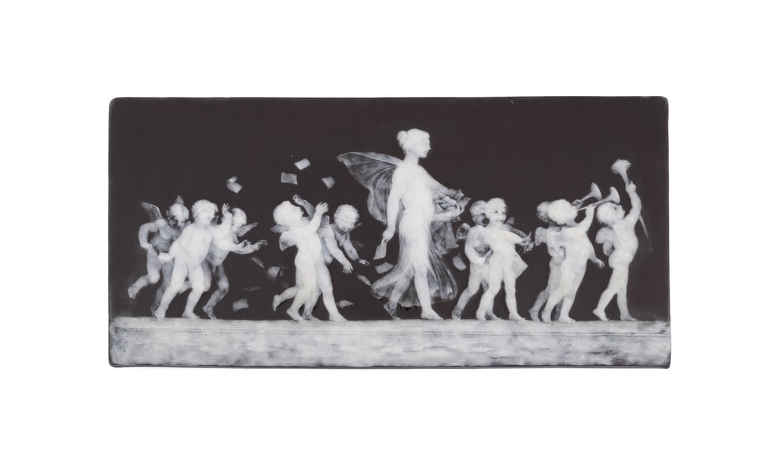 LOUIS SOLON, BACCHANAL CUPIDS PATE-SUR-PATE PLAQUE (1 of 4)