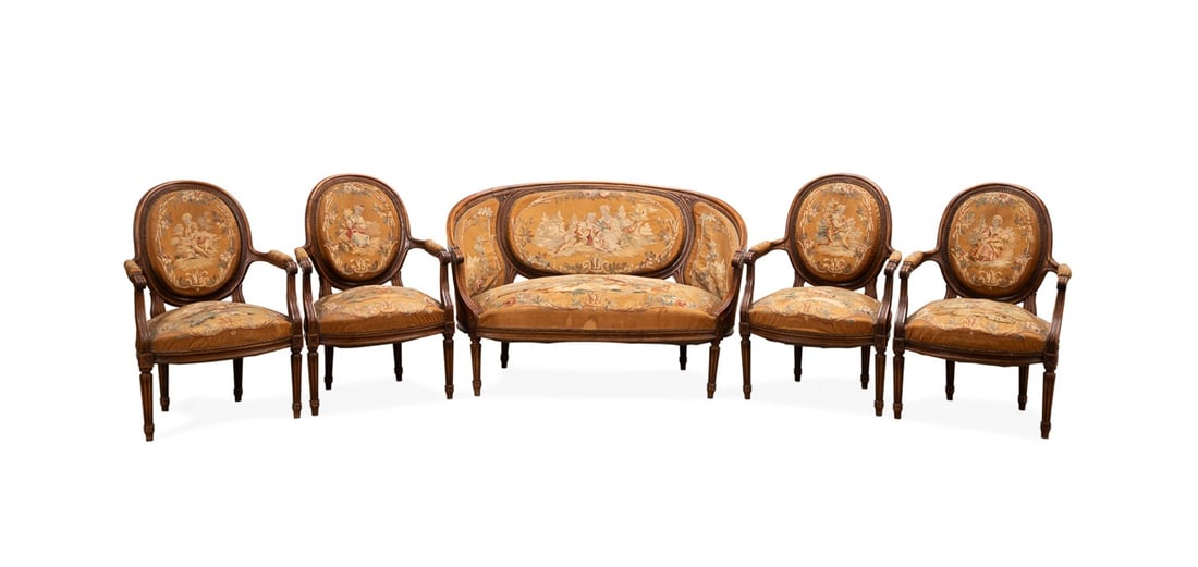 LOUIS XVI STYLE FIVE PIECE SALON SUITE (1 of 9)