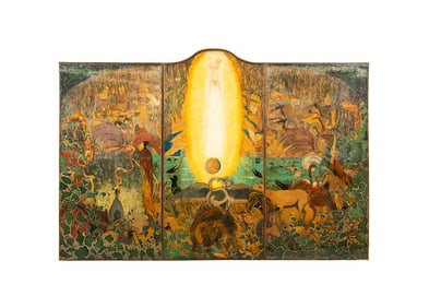 ROY MACNICOL, ART DECO MENAGERIE SCENE TRIPTYCH