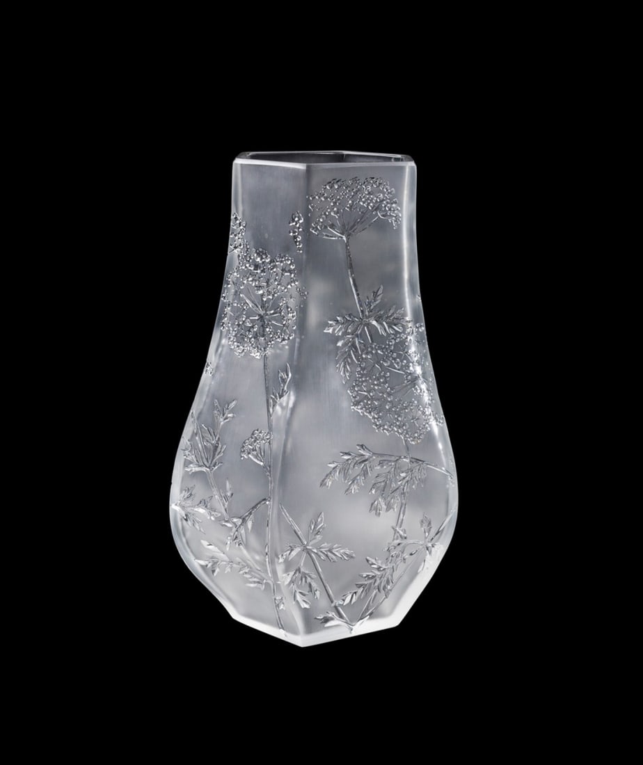 LALIQUE COLORLESS 'OMBELLES' CRYSTAL VASE (1 of 7)