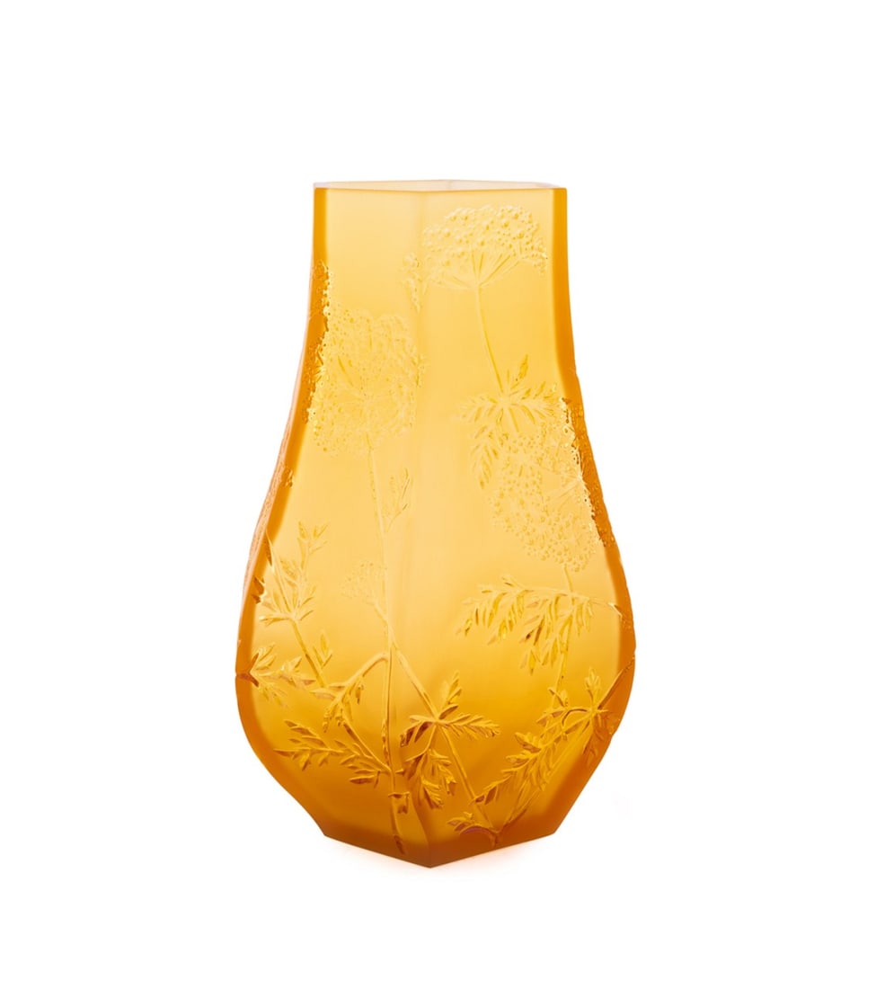 LALIQUE GOLD LUSTER 'OMBELLES' CRYSTAL VASE (1 of 7)