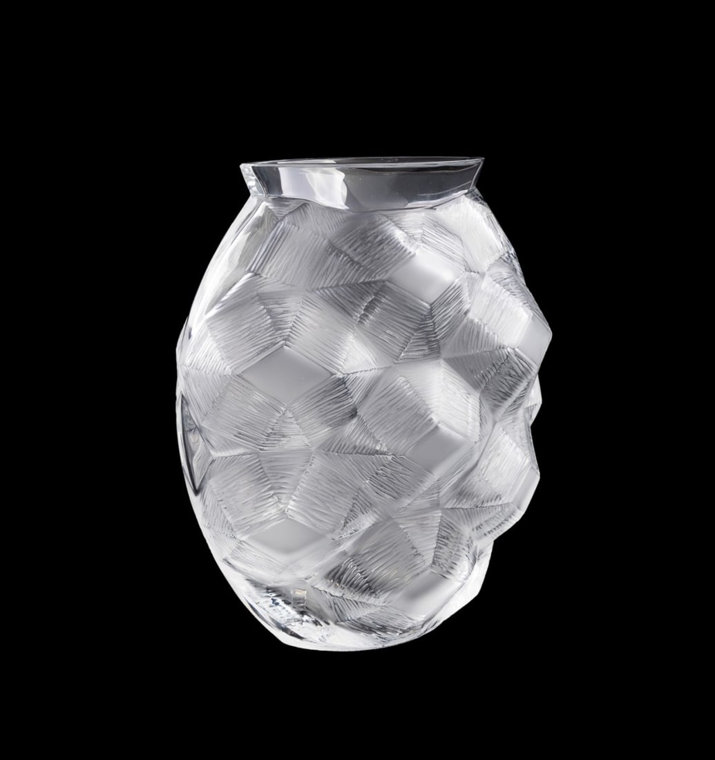 LALIQUE COLORLESS 'TORTUE' CRYSTAL VASE: Lalique (French, founded 1888), contemporary. Colorless "Tortue" crystal vase, appropriately marked. Provenance: Private Collection of an Esteemed Gentleman, Atlanta, GA. Approximate dimensions: appro