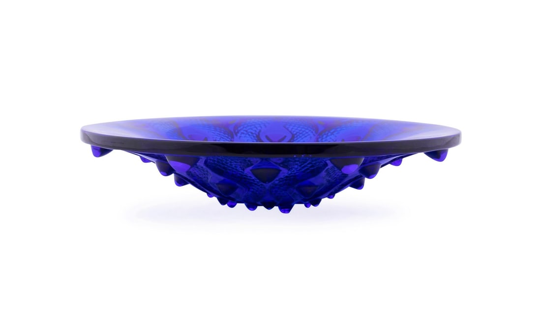 LALIQUE COBALT 'SERPENTINE' LIMITED EDITION BOWL (1 of 7)
