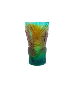 DAUM, LIMITED EDITION LION & LEAF VASE, 13/50