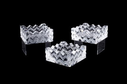 LALIQUE, THREE 'SOUDAN' ART DECO ASHTRAYS