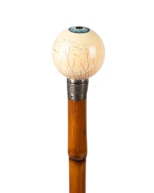 AMERICAN CARVED AND PAINTED EYEBALL WALKING CANE