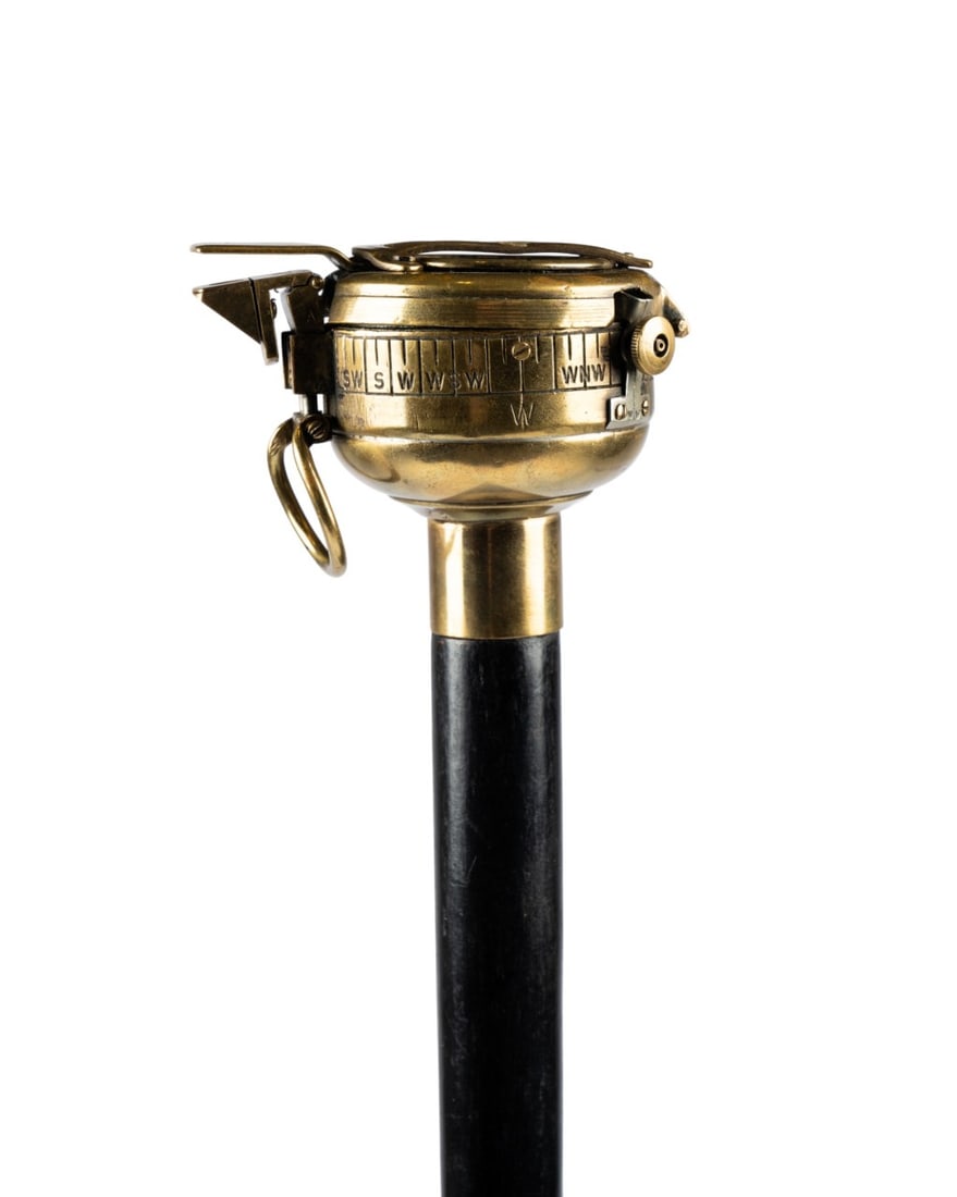 19TH C. ENGLISH NAUTICAL COMPASS GADGET CANE (1 of 8)