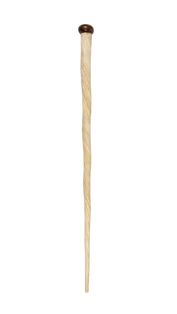 19TH C. NARWHAL TOOTH WALKING CANE: Continental, circa 1880. Narwhal tooth walking cane with a carved wood ball handle, without ferrule. Approximate measurements: length: 40.25"