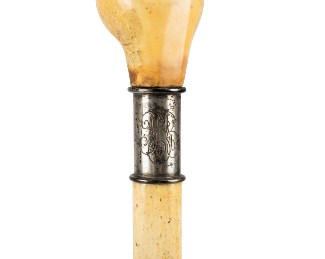 19TH C. GERMAN NAUTICAL BONE CANE - 5