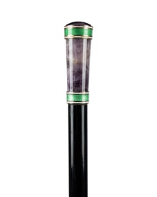 19TH C. AMETHYST & ENAMEL WALKING CANE