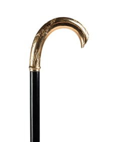 AMERICAN 18K GOLD & QUARTZ WALKING CANE, C. 1870
