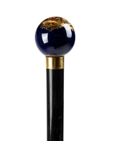 ENGLISH WALKING CANE WITH PORCELAIN BALL HANDLE