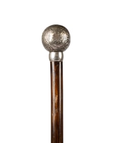 TIFFANY & CO STERLING SILVER BALL HANDLE CANE