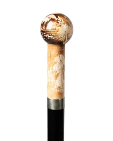 19TH C. JAPANESE CARVED BONE WALKING CANE