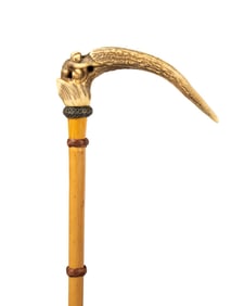 19TH C. JAPANESE STAG HORN WALKING CANE